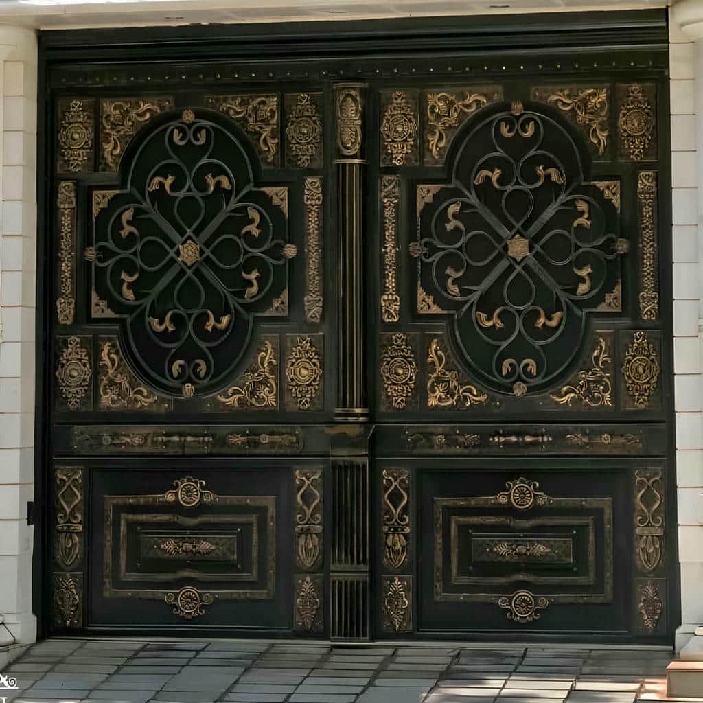خرید درب حیاط فرفورژه ویلا ساده در یزد