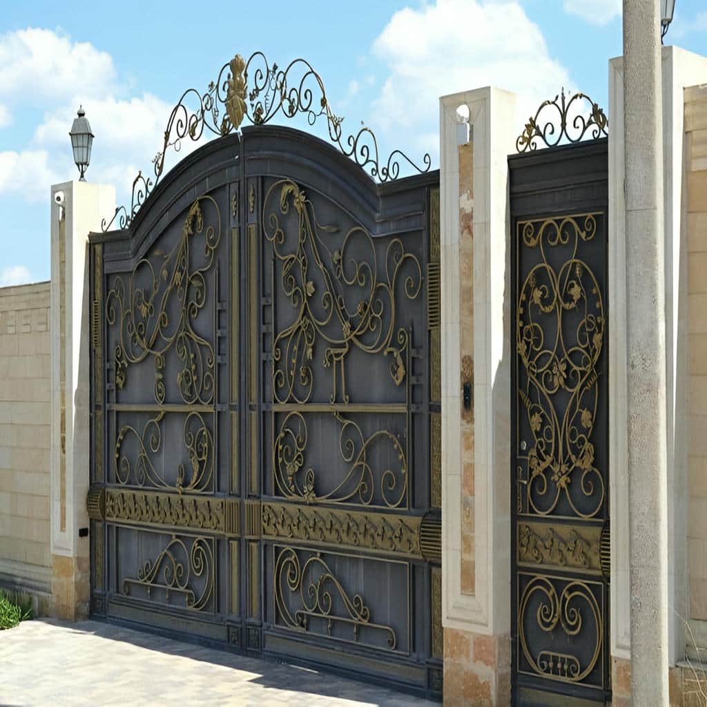 کارخانه درب حیاط فرفورژه ویلا اندازهگیری دقیق در قائمشهر