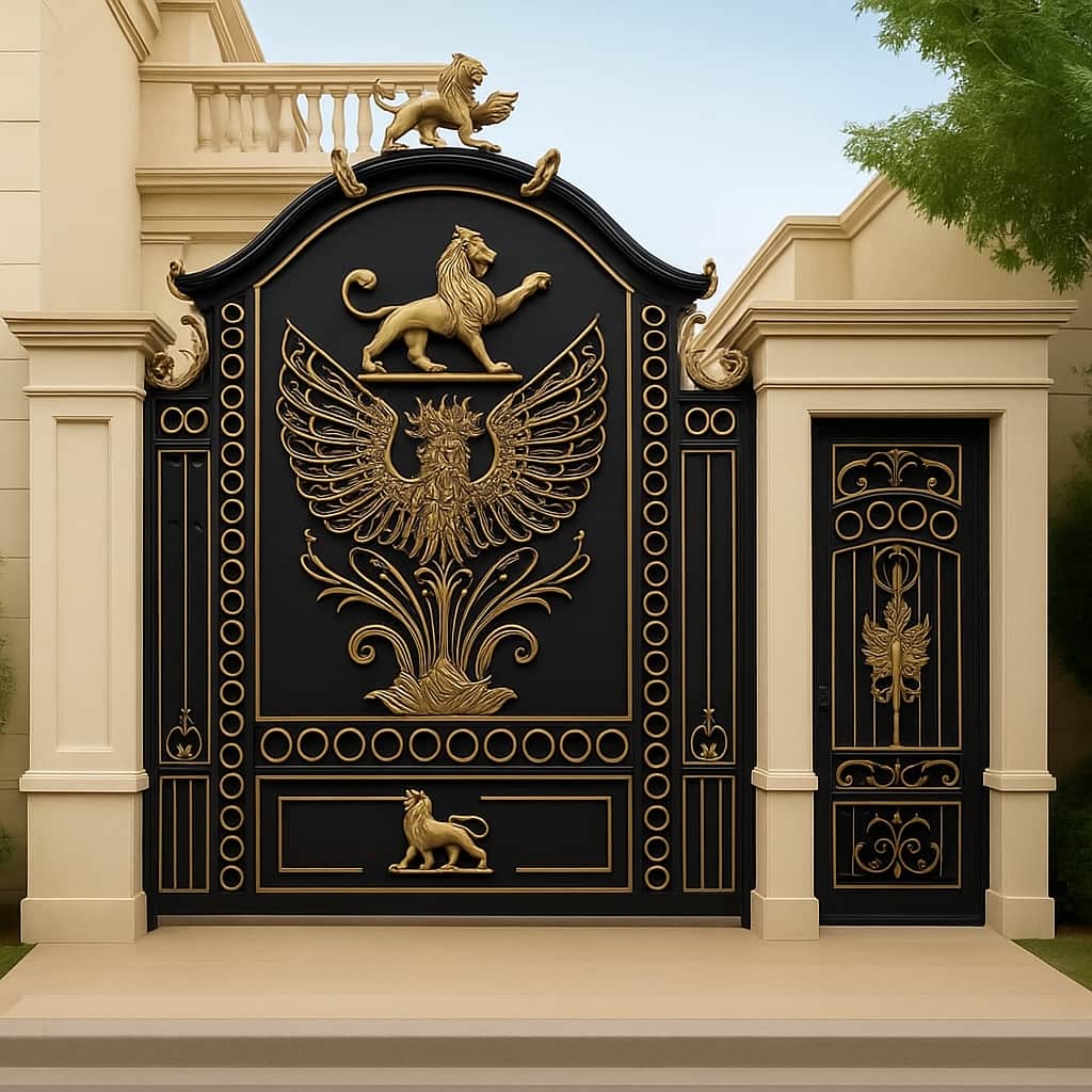 خرید درب حیاط فرفورژه ویلا ساده در اراک