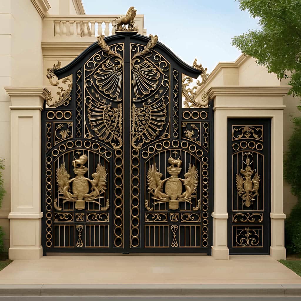 خرید درب حیاط فرفورژه ویلا لولای مقاوم در قائمشهر