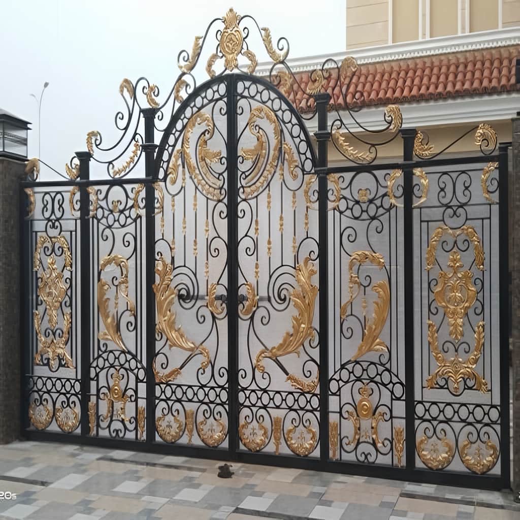 نصب درب حیاط فرفورژه ویلا پروفیل سنگین در بجنورد