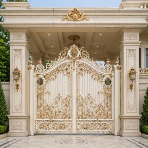 14 مدل درب حیاط فرفورژه نمای رومی