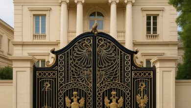 10 طرح درب پارکینگ مدرن پنل مشبک