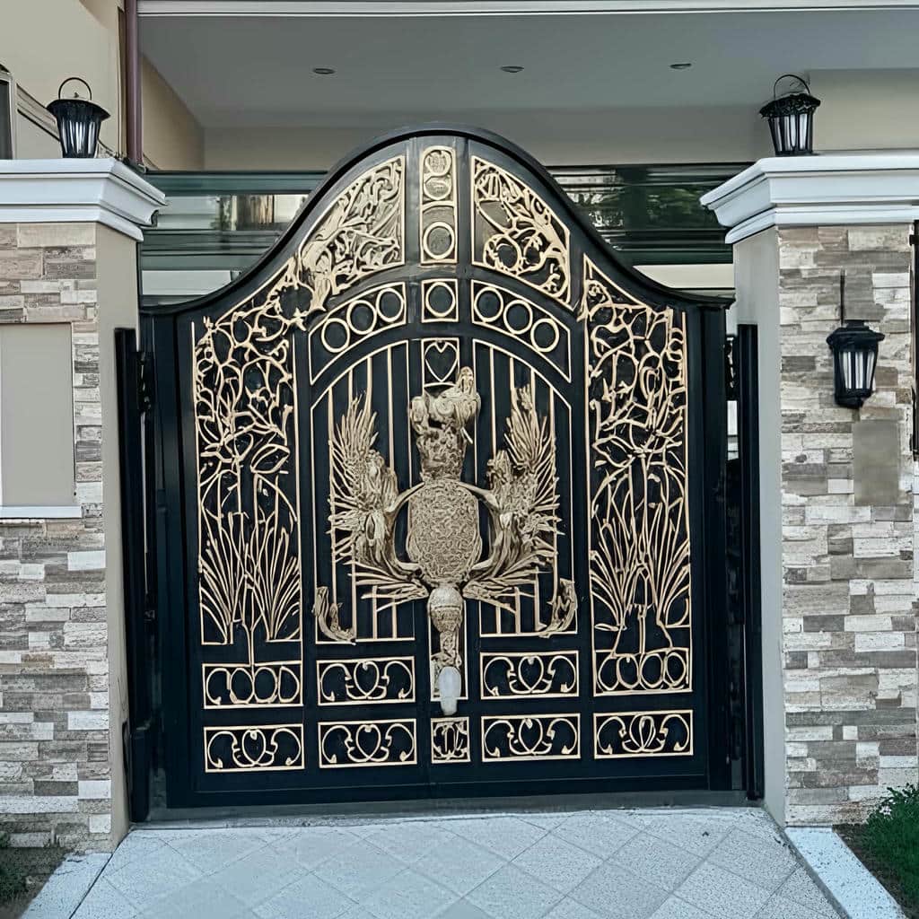 درب حیاط مدرن دولنگه با طراحی مینیمال